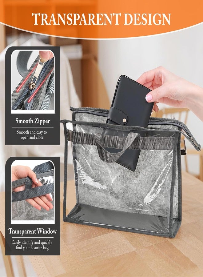 CAPHONT 12 Pack Dust Bags for Handbags, 4 Sizes Gray Purse Storage Organizer with Zipper and Hook, Dustproof & Moistureproof Handbag Protector for Closet - Image 5